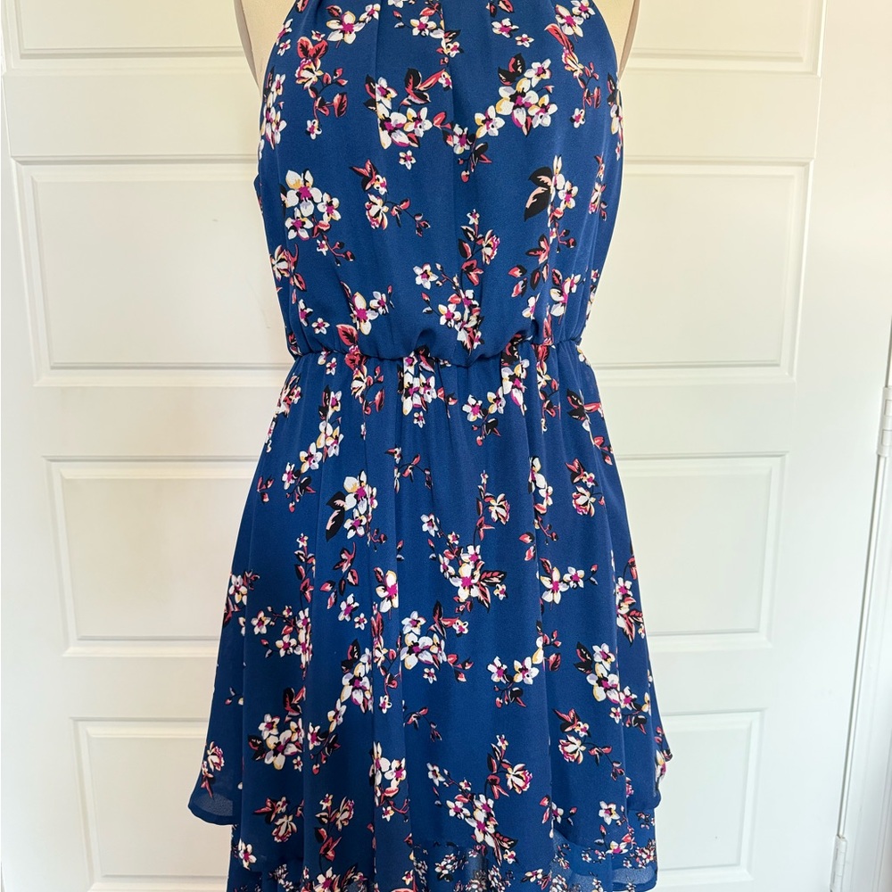 Floral Halter Dress in Blue